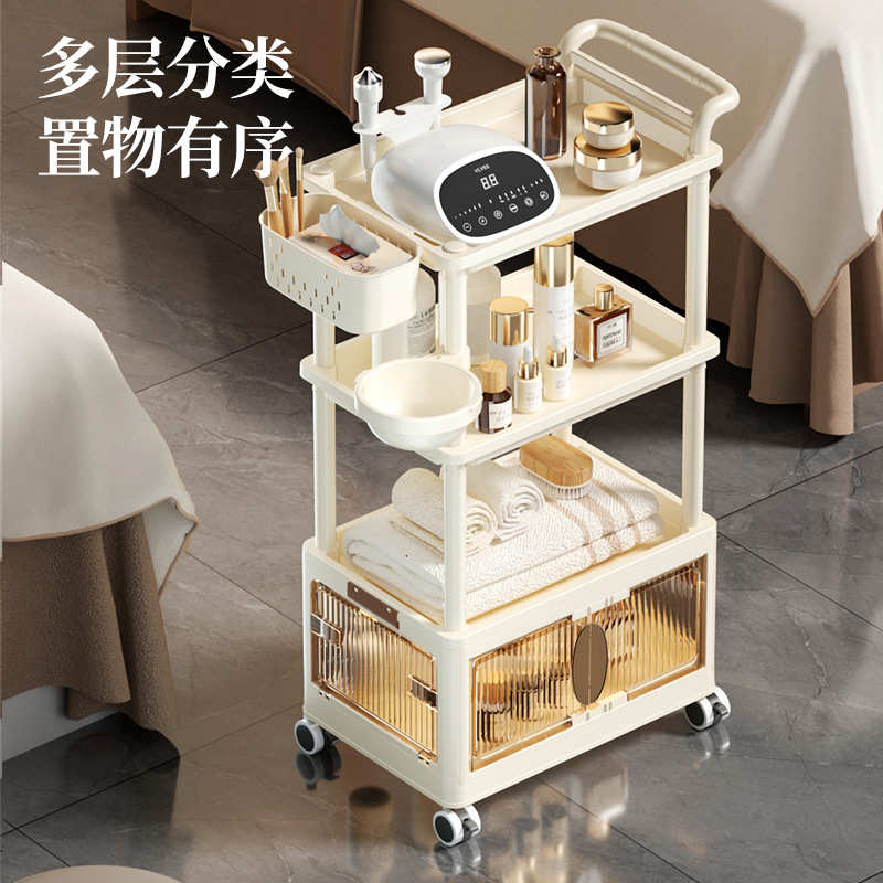 高级护肤仪器收纳架美容院专用小推车柜子分层架免打孔零食置物架