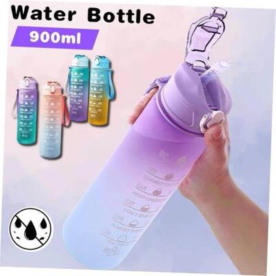 900ML Sports Water Bottle with Time Marker Leak-proof Cup Mo