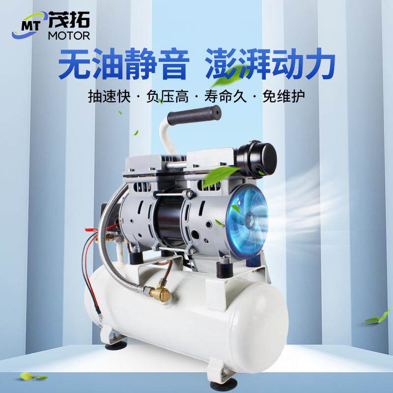 直流无油空压机可制做12V24V小型便携式静音压缩机带9L储气罐设备