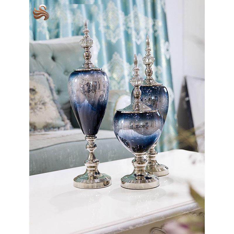 欧式玻璃摆件家居饰品玄关摆件客厅电视柜店面软装轻奢高档工艺品