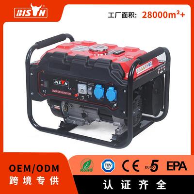 Bison小型汽油发电机组3kw手启动220v相家用便携式发电机户外
