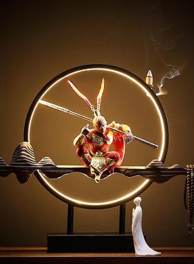 高档新中式灯圈齐天大圣斗战禅胜佛孙室悟空意摆件办公倒香流玄关