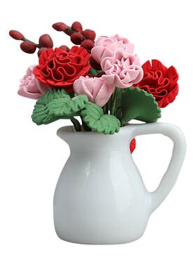 1:12娃娃屋dollhouse迷你家具食玩微场景花卉粘土花微缩摆件