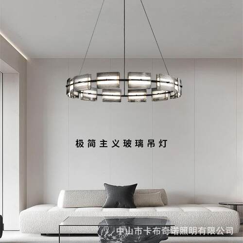 意式极简现代简约客厅吊灯餐厅圆环LED北欧玻璃卧室主灯高端全铜