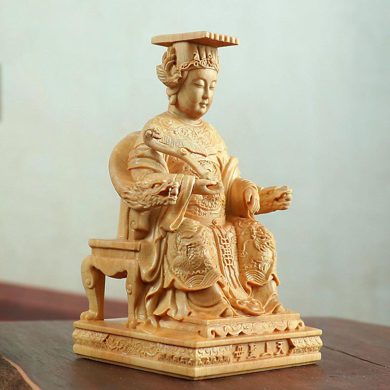 新款直销黄杨木如意妈祖摆件木制工艺品原木精雕汽车装饰摆件家居