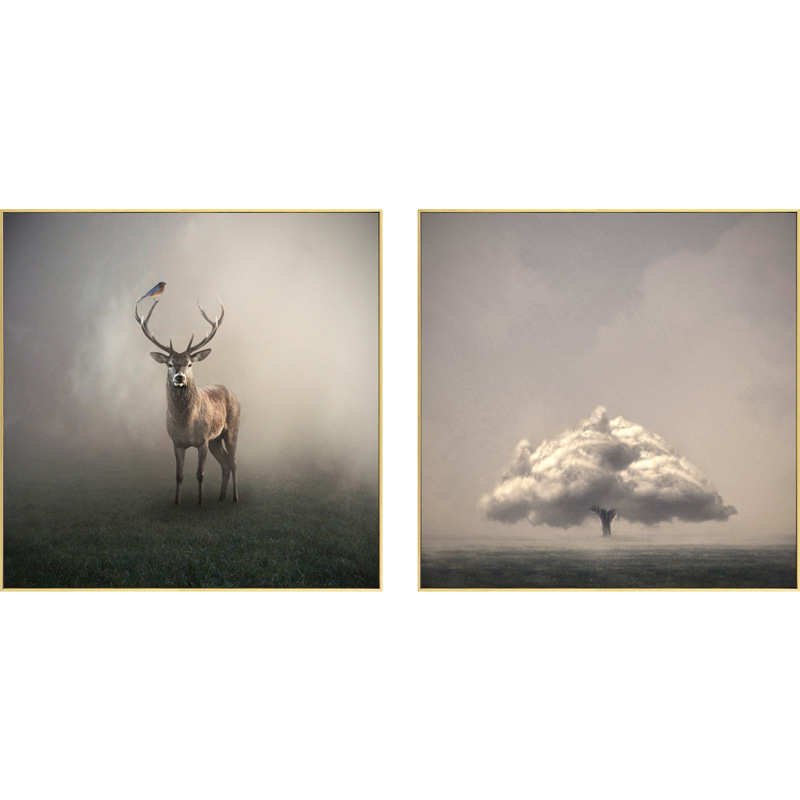 北欧创意挂画现代沙发客厅装饰画背景墙挂画卧室餐厅动物风景壁画图片