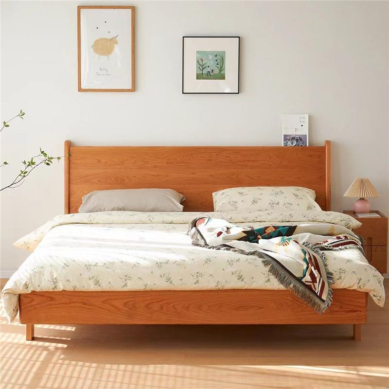 新中式樱桃木箱体床全实木北美樱桃木简约1.8米1.5米双人床白橡木