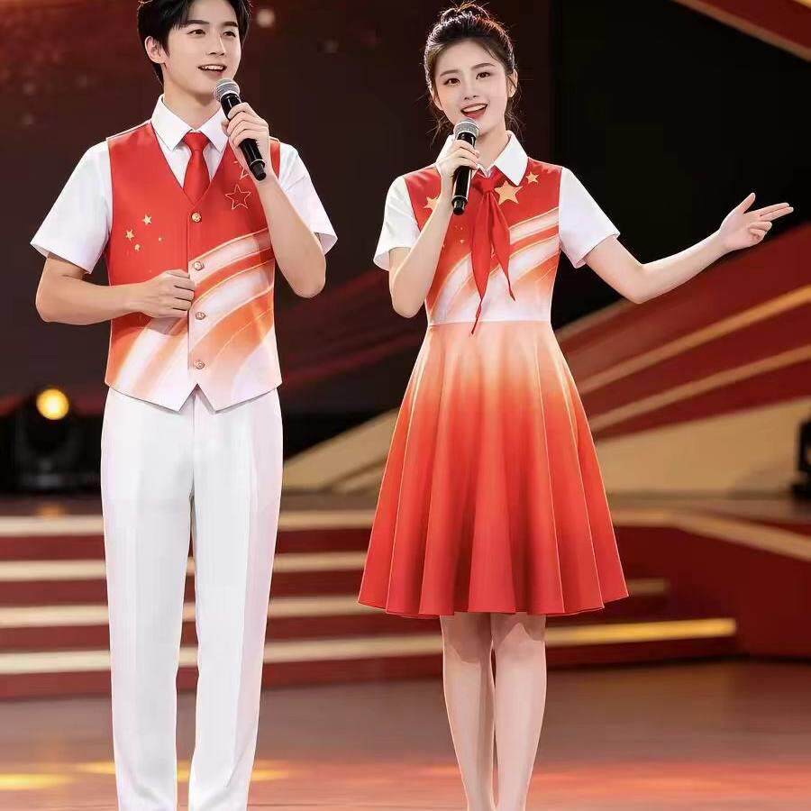 儿童小学生合唱团演出服装六一初中生红色爱国诗歌朗诵比赛表演服