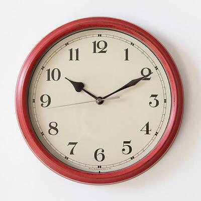 数北欧仿古做旧美2式挂6551钟玻璃圆形8厘米时钟表字太阳机芯