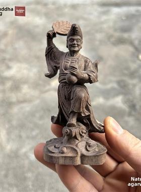 天然沉香木雕汽车摆件车内饰品创意济公中控台车载装饰品家居禅意