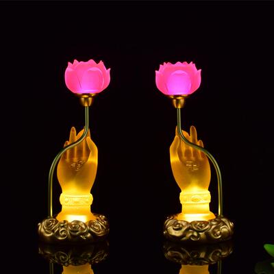 高档前供供灯电插烛灯招财神灯佛具琉璃灯l佛ed供佛灯水晶家用莲
