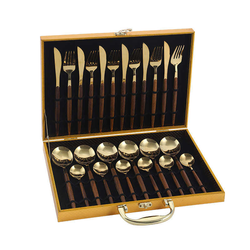 爆款不锈钢餐具24件套装葡萄牙木纹柄四主件西餐刀叉勺套装,餐饮具,叉/勺/筷套装,淘宝优惠券,粉丝福利购,淘宝优惠卷