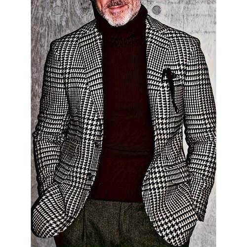 E 70367 Plaid Slim Mens Blazer 修身格子士休闲西服跨境