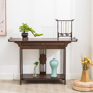 新中式供桌玄关柜客厅条案实木酒店端景台带抽靠墙供神桌佛台家用