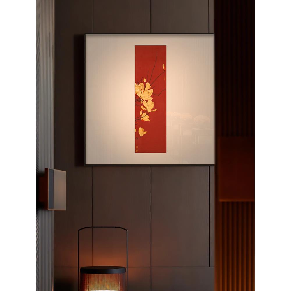曾胡林新中式玄关花卉装饰画现代日式民宿酒店别墅餐厅红色挂画图片