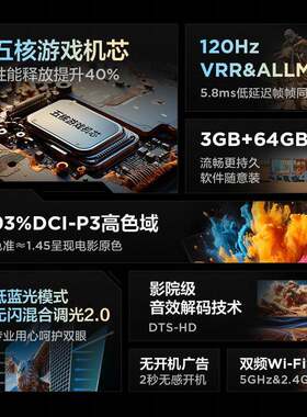 雷.鸟75英寸 120Hz +64GB内存高色域4K清五核机芯智能电视鹏
