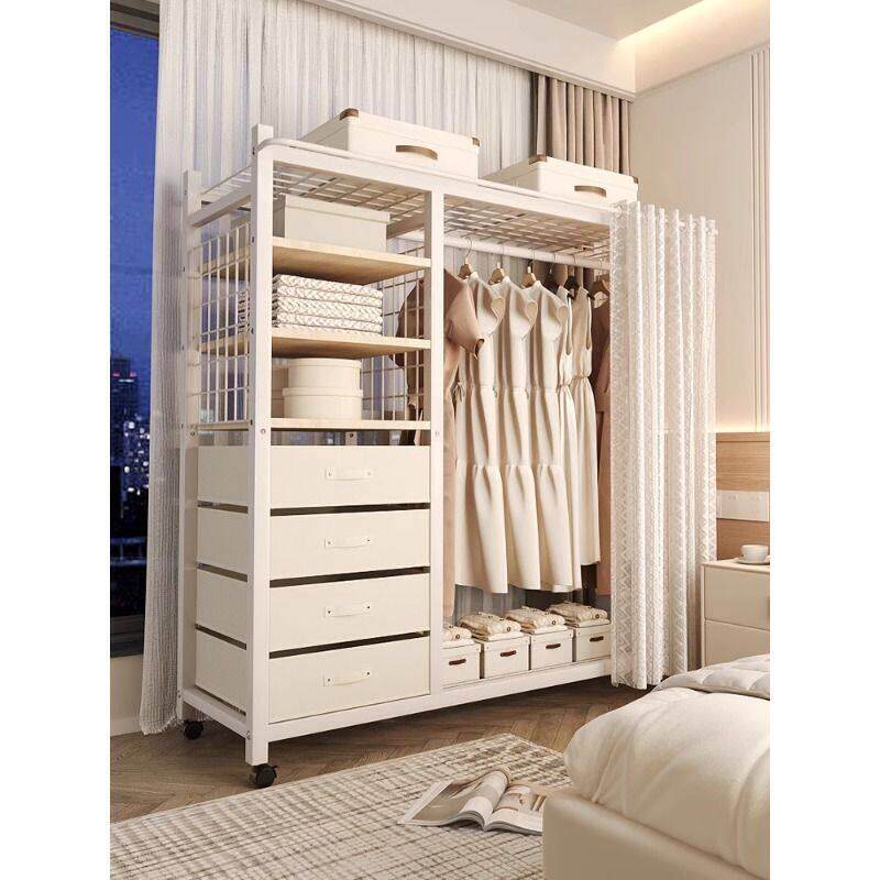 床边晚上放衣服多功能衣帽架卧室家用落地收纳移动金属开放式衣柜
