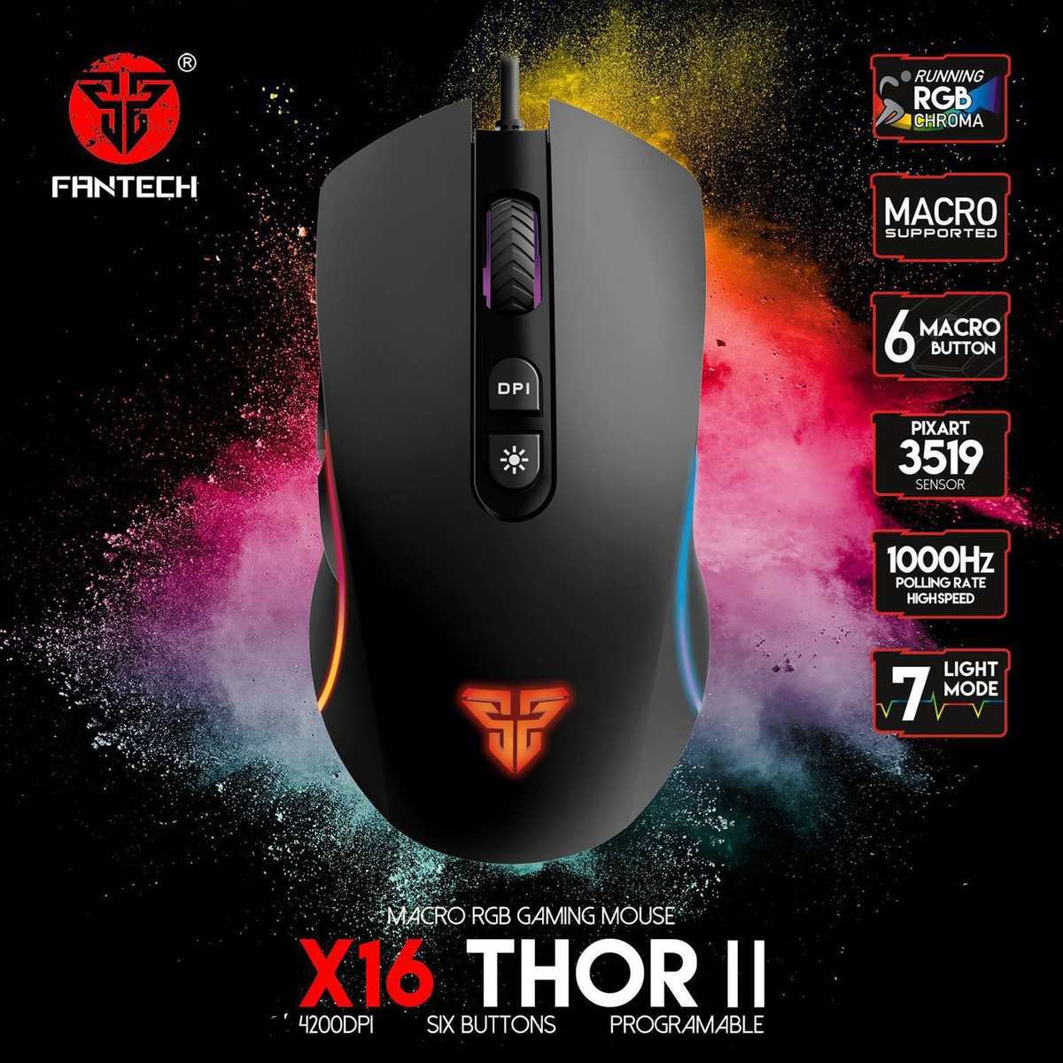 FANTECH X16 Profession Gaming Mouse 4200DPI Adjustable 6 But