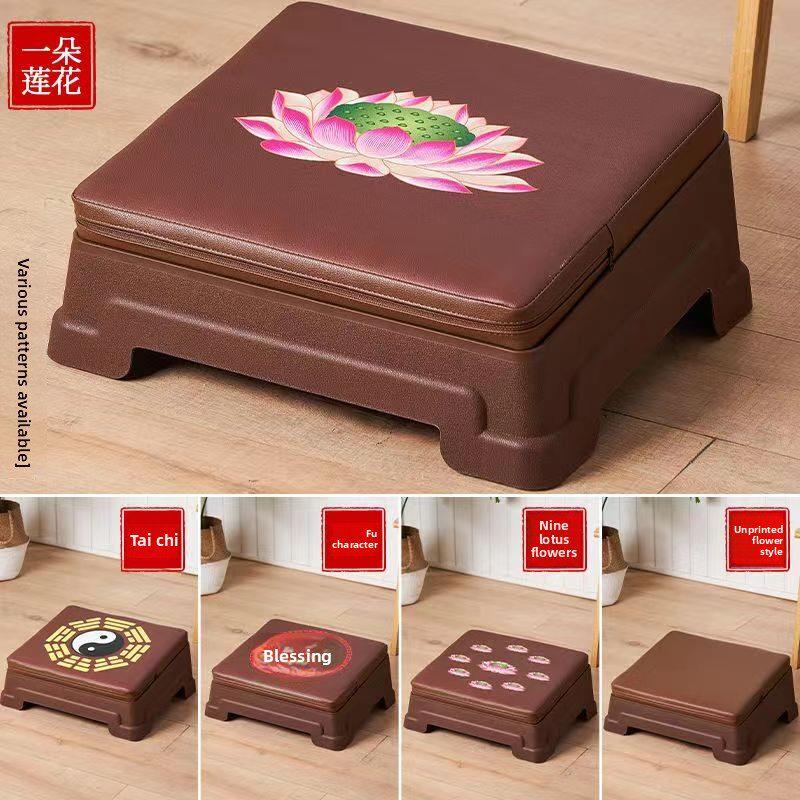 家用加厚拜凳可存放塑料拜席寺庙佛堂用品拜席蒲团莲花跪拜凳