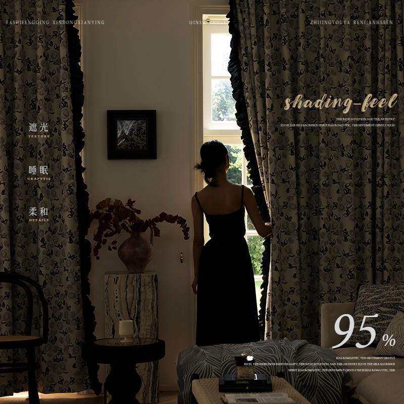 法式复古浪漫窗帘碎花田园风公主女孩房间女生卧室遮光数码印花