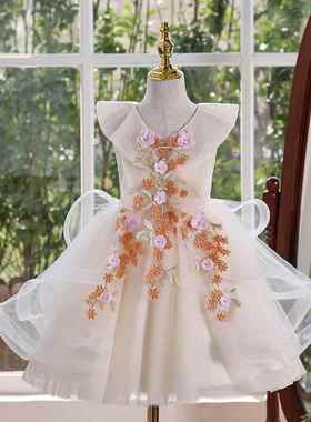 新款儿童幼演出服蓬蓬裙儿表演服园女童绿色森系主裙礼服可爱舞公