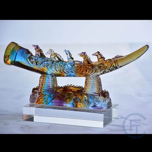 琉璃八骏马摆件公司开业乔迁礼品家居老板办公室桌面创意工艺礼品