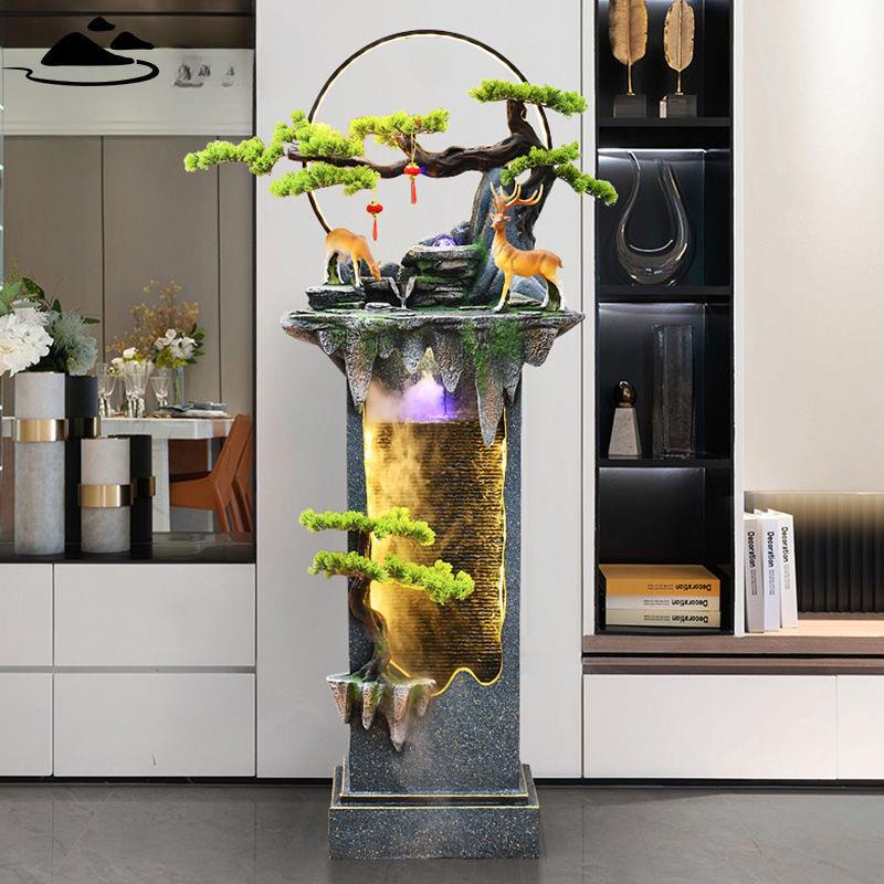 落地墙假山流水喷循环水景摆件客厅玄关招财水幕泉办VLJ公室高装