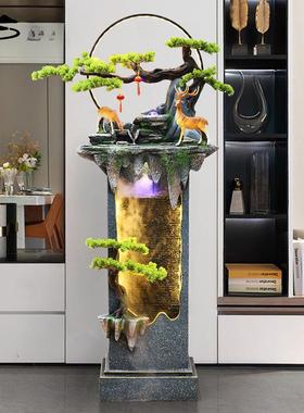 落地墙假山流水喷循环水景摆件客厅玄关招财水幕泉办VLJ公室高装