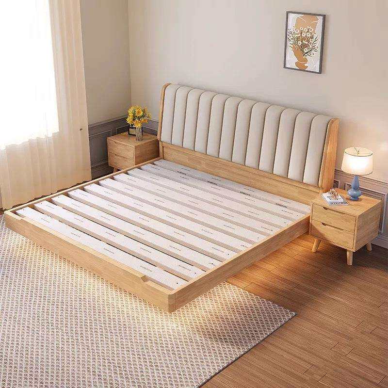 全实木带软靠悬浮床1.8m双人床带感应灯现代简约家用卧室1.5m婚床