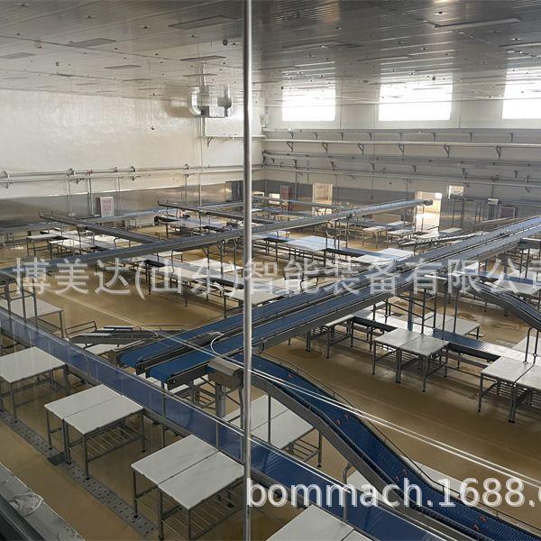 食品网带输送机牛羊肉三层分割线板带输送线博美达流水线