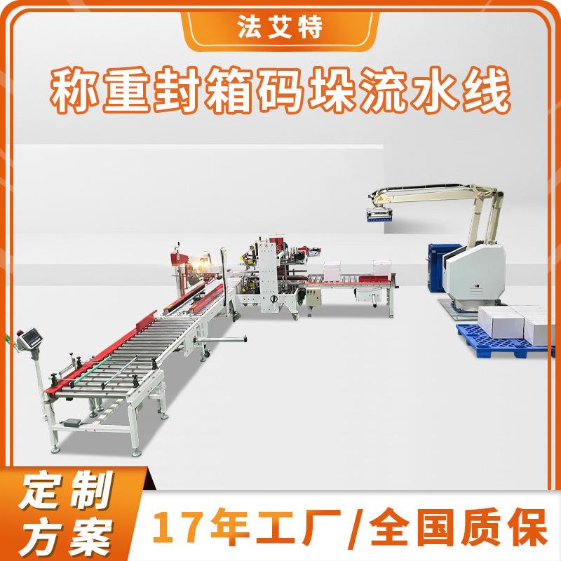 机器人码垛机自动搬运纸箱编织袋折盖工字型四角边封箱机设计方案