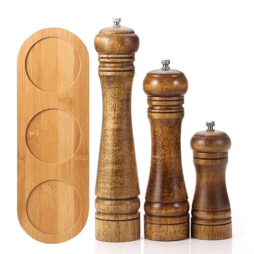 Wood Salt and Pepper Grinder Set, Pepper Mill, Salt Shakers
