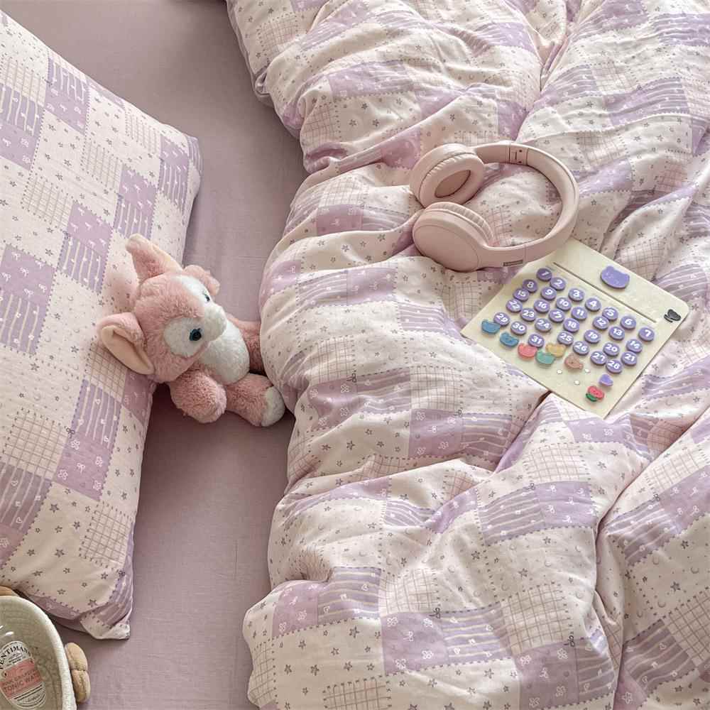 A类全棉双层纱四件套2025新款纯棉被套床单碎花床上用品四季通用