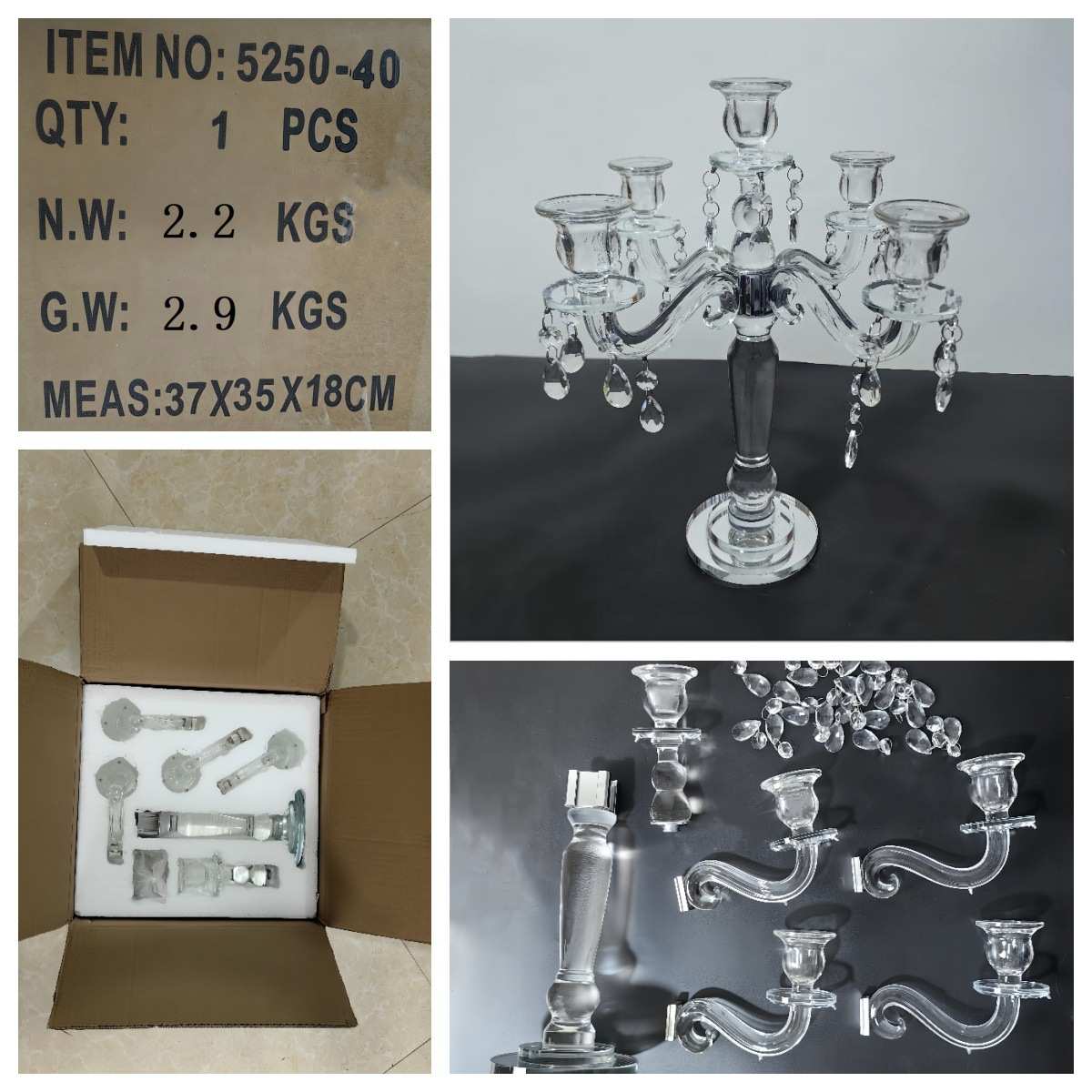 5头水晶烛台欧式高档求婚烛光晚餐婚礼专用蜡烛台婚庆餐桌装饰