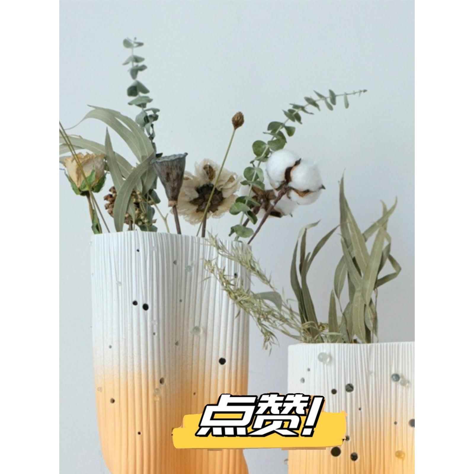 简单现代陶瓷梯度玻璃珠花瓶饰品销售办公室工艺品样板房入口桌面