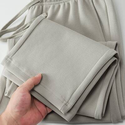 高端华夫格针织运动卫裤男秋冬季潮流重磅370g宽松垂感直筒休闲裤