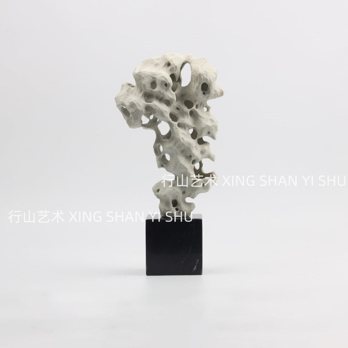 新中式样板间书房书柜摆件软装饰品售楼处展厅茶室博古架太湖石