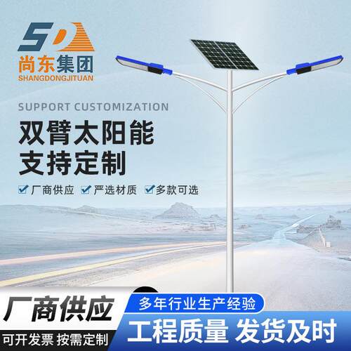 路灯杆厂家定制双臂太能路灯农村市电一体化灯