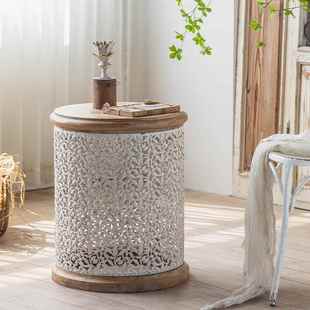 客厅美式 阳台木圆桌形子民宿酒店配套沙A1982A 白色空小茶松几套装