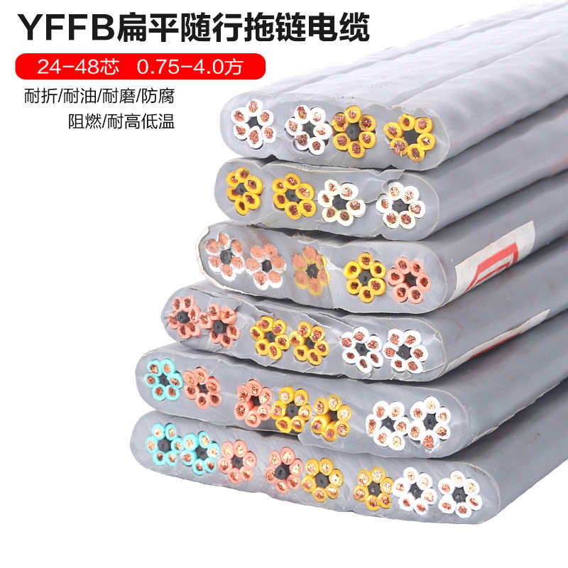 柔性YFFB16芯20芯24芯-66芯0.75 1平扁平行车起重机电梯随行电缆