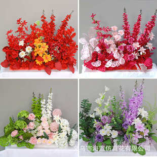 婚庆千代兰仿真花排玫红色森系婚礼场景布置地排花订婚背景装饰花