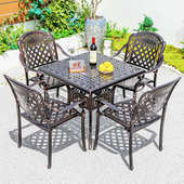 庭院休闲户外桌椅铸铝夜市商场桌椅 阳台休闲商业街外摆室外桌椅