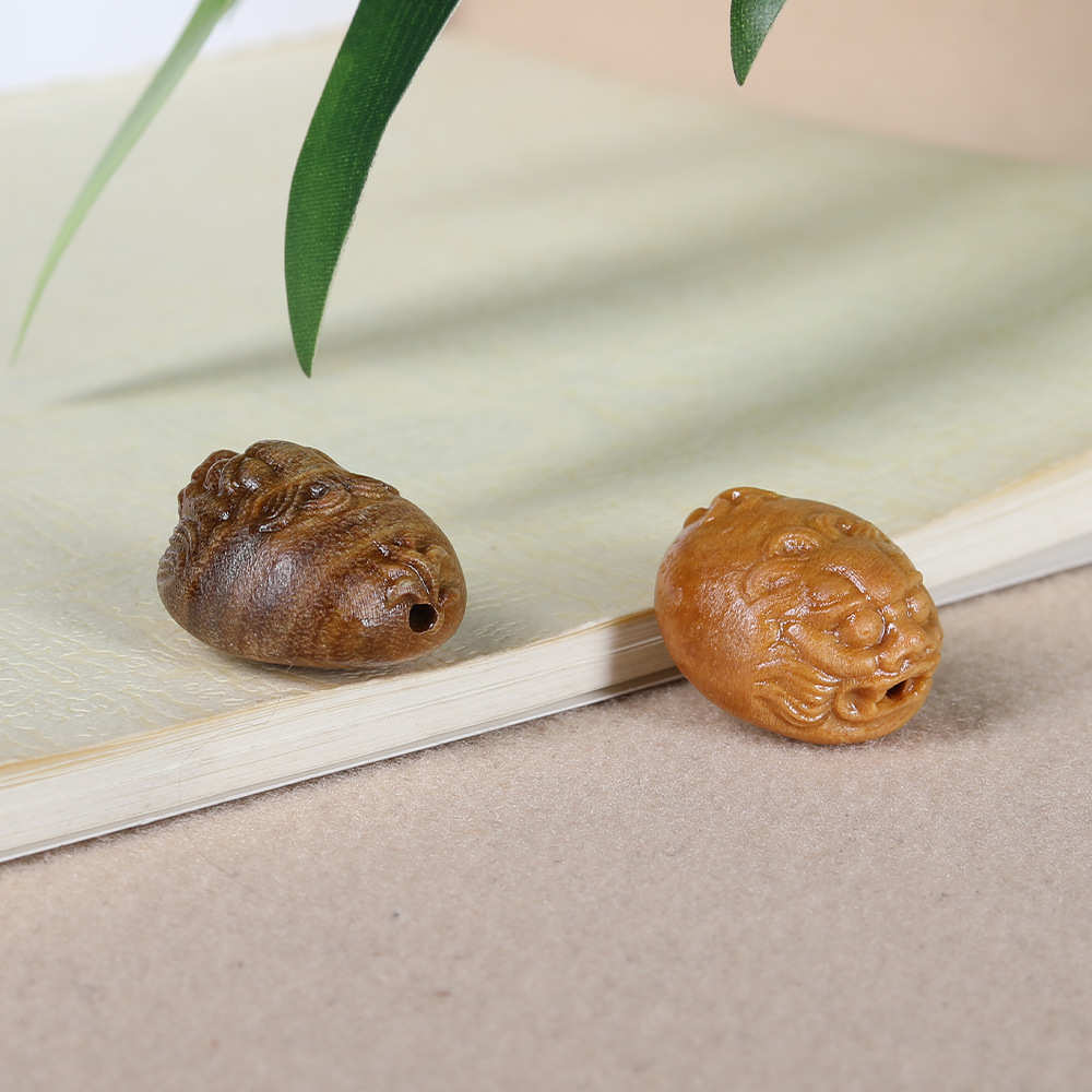 绿檀木雕貔貅散珠佛珠手串diy念珠隔珠文玩饰品手机链钥匙扣配饰