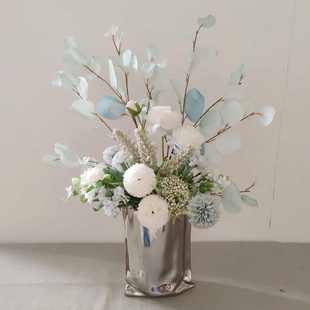 M178手札花束仿真花绢花假花批发蓝色简约花艺家居摆设