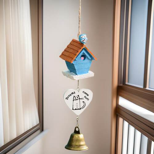 日式树脂风铃 房间铃铛汽车挂件卡通黑猫生日礼物阳台晴天娃娃装