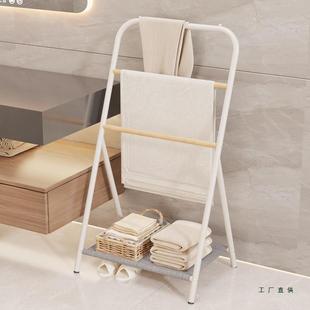 物毛巾架地简易免打孔生间置架晒晾F5M775J7浴巾落架阳台浴室收纳