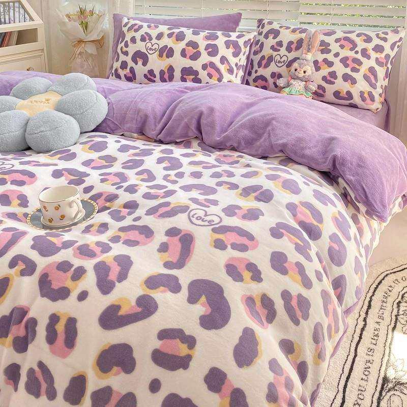 双面加绒水晶珊瑚绒床上四件套冬季加厚床品牛奶法兰绒面床单被套