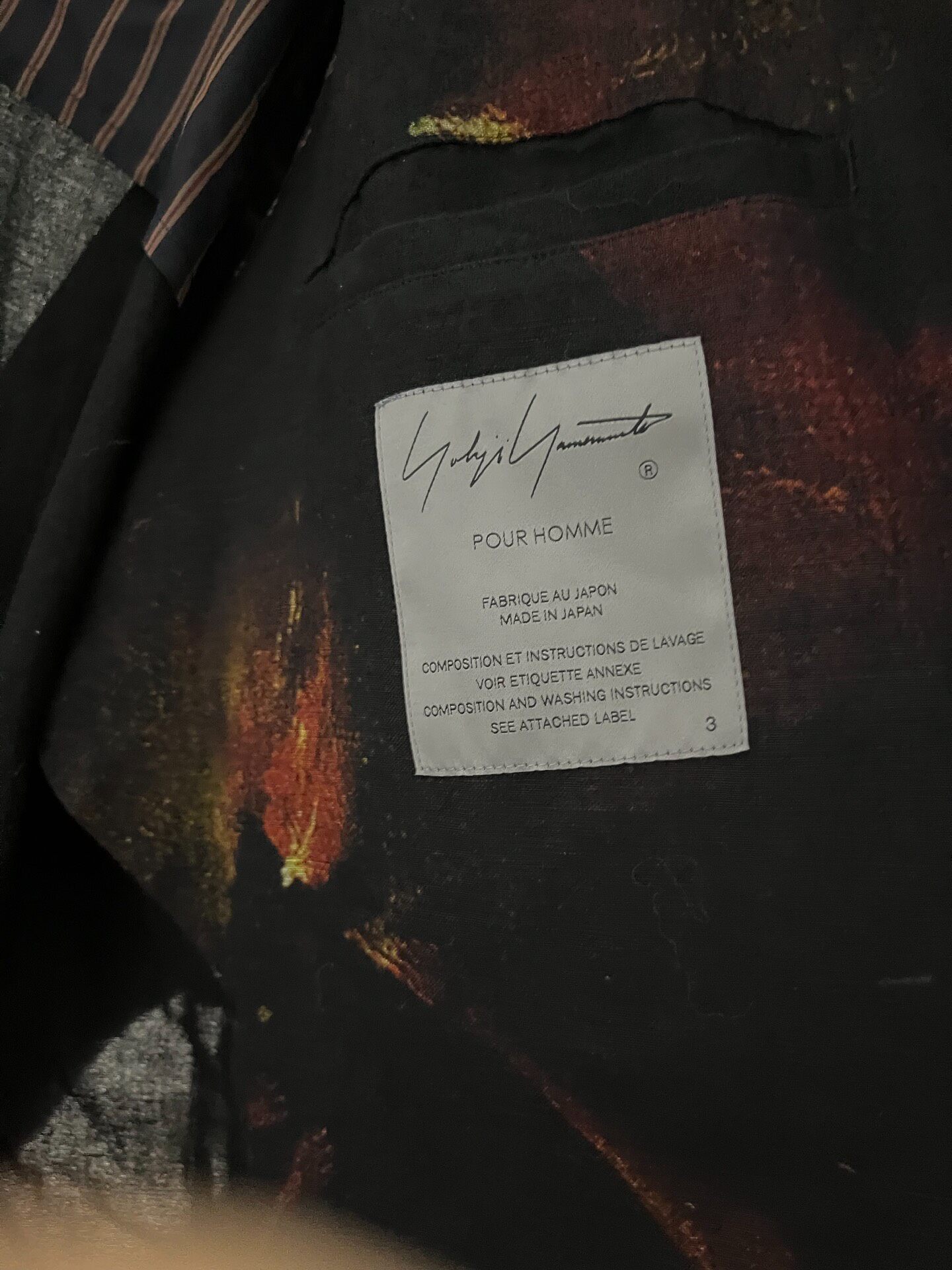Yohji Yamamoto Painting Print Long Coat — detail