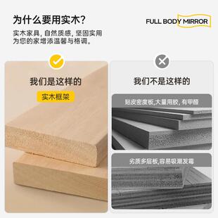 洞洞板镜子移穿NLP衣镜实玄木款隐身藏入户挂墙关试衣镜家用全镜
