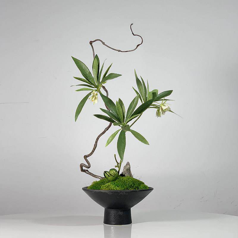 新中国风花卉永恒苔藓盆景日式大原插花插花餐厅茶室样板间装饰